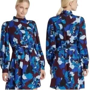 Who What Wear High Neck Long Sleeve Dress Peony Passion Womens Size Medium